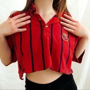 cropped red collar tee